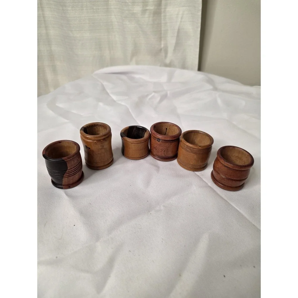 Assorted Wood Napkin Rings Lot Of 6